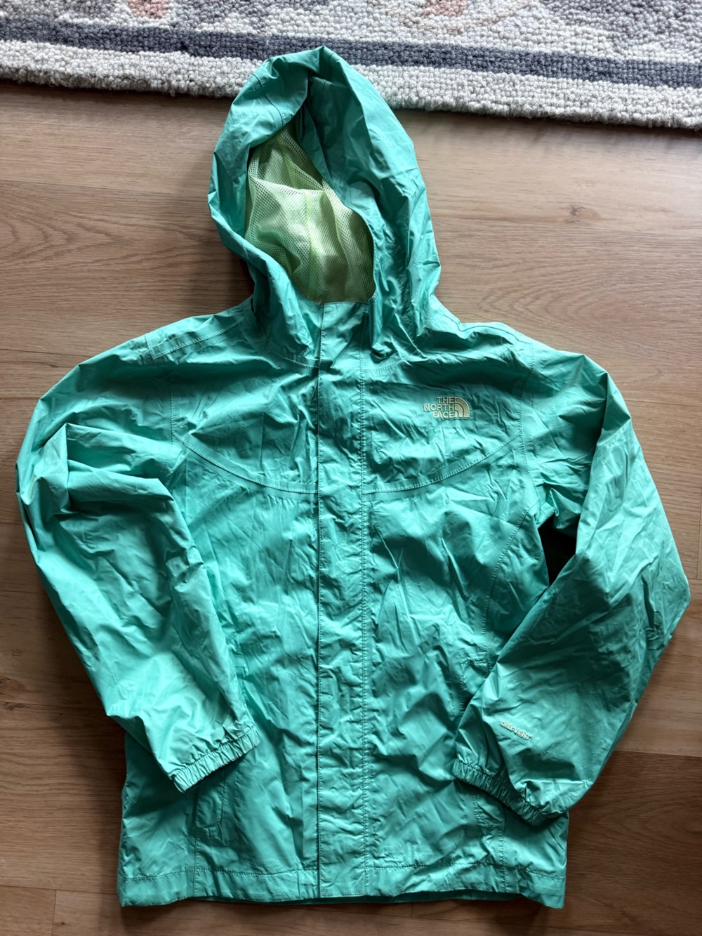 The North Face Girls' Mint Green Hooded Rain Jacket